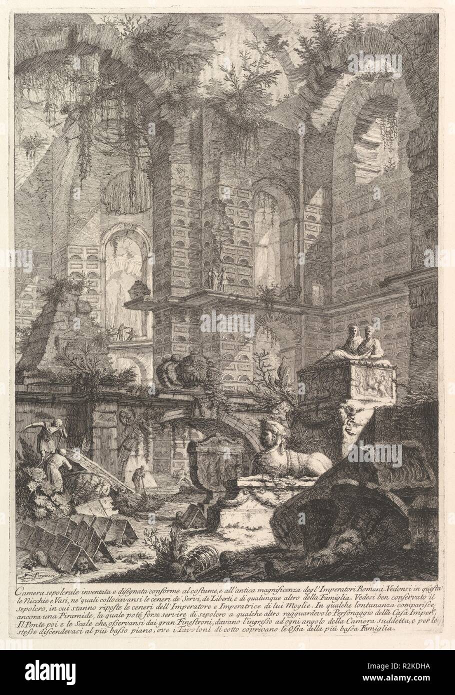 Kamera sepolcrale inventata e disegnata vorgesehen al Kostüm, e All'antica magnificenza degl'Imperatori Romani. . . (Imaginäre sepulcral Kammer, die nach der Mode- und alten magnficence der Römischen Kaiser. . .). Artist: Giovanni Battista Piranesi (Italienisch, Mogliano Veneto Rom 1720-1778). Abmessungen: Platte: 15 13/16 x 10 15/16 in. (40,2 x 27,8 cm) Blatt: 19 1/2 x 13 3/8 in. (49,5 x 34 cm). Serie/Portfolio: Prima Parte di Architettura, e Prospettive (Teil eins der Architektur und Perspektiven). Datum: Ca. 1750. Museum: Metropolitan Museum of Art, New York, USA. Stockfoto