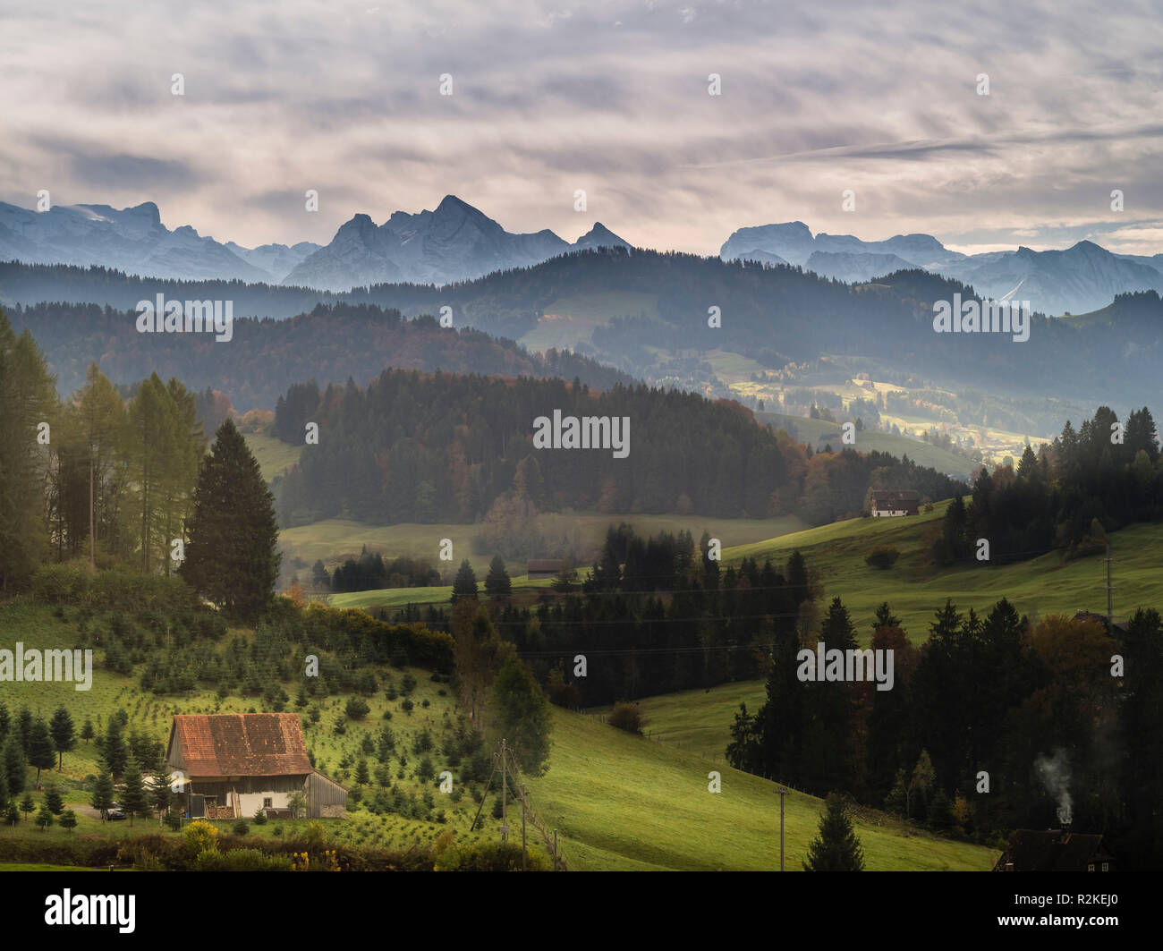 Alpenpanorama von Etzel Stockfoto