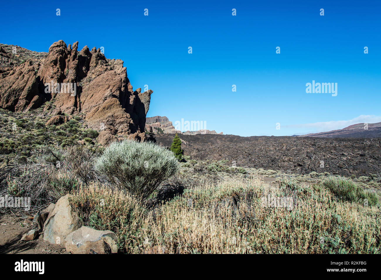 Gebirgsbildung in El Teide National Park. Stockfoto