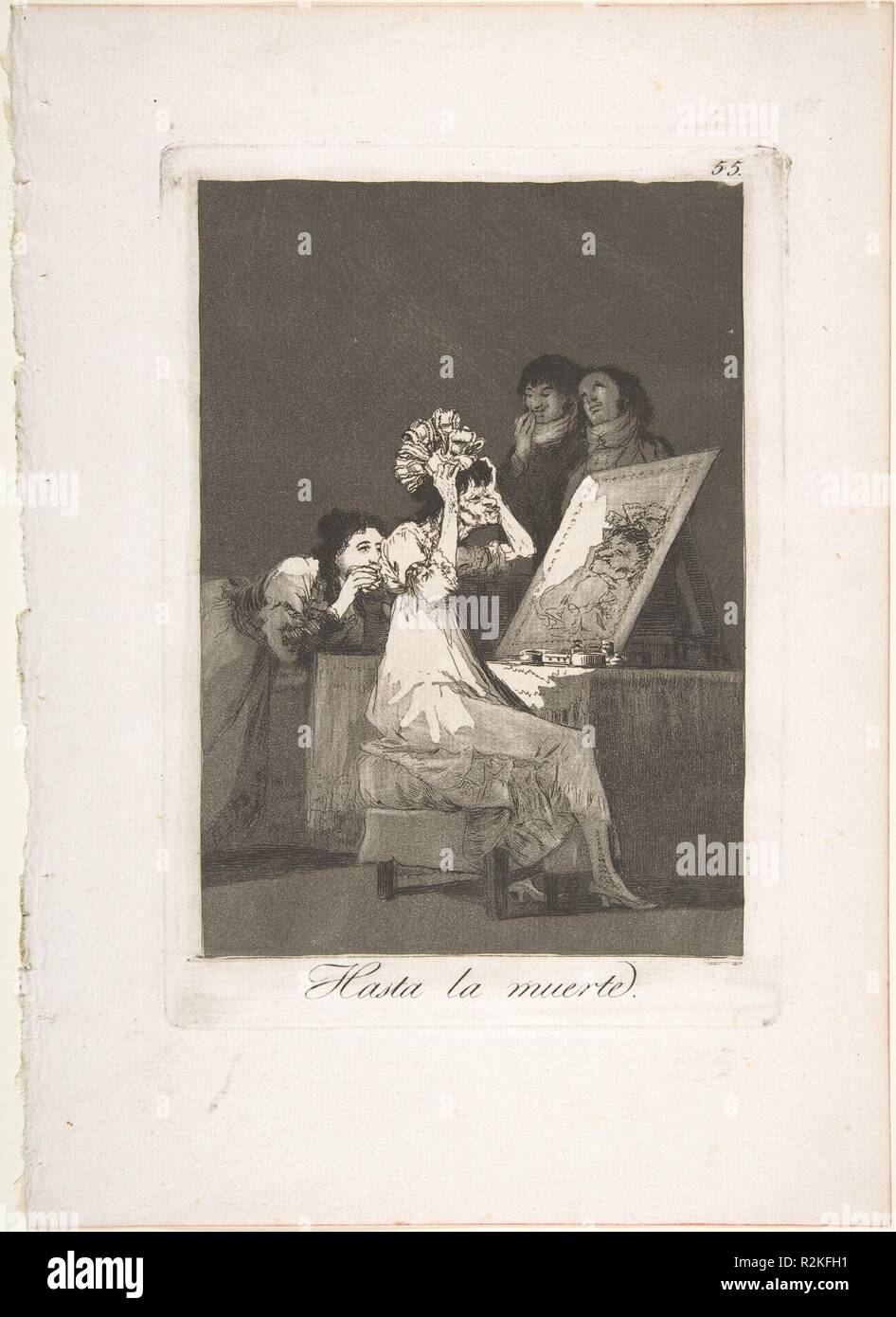 Platte55 von 'Los Caprichos': Bis zum Tod' (Hasta La muerte.). Artist: Goya (Francisco de Goya y Lucientes) (Spanisch, Fuendetodos 1746-1828 Bordeaux). Abmessungen: Platte: 8 3/8 x 5 15/16 in. (21,3 × 15,1 cm) Blatt: 11 5/8 x 8 1/4 in. (29,5 × 21 cm). Serie/Portfolio: Los Caprichos. Datum: 1799. Museum: Metropolitan Museum of Art, New York, USA. Stockfoto
