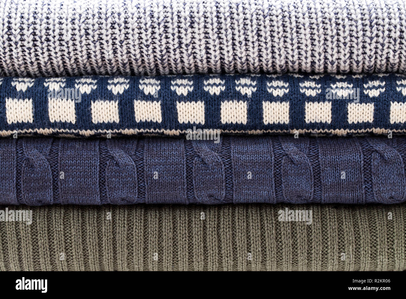 Gefaltete Strick Pullover Muster Stockfoto