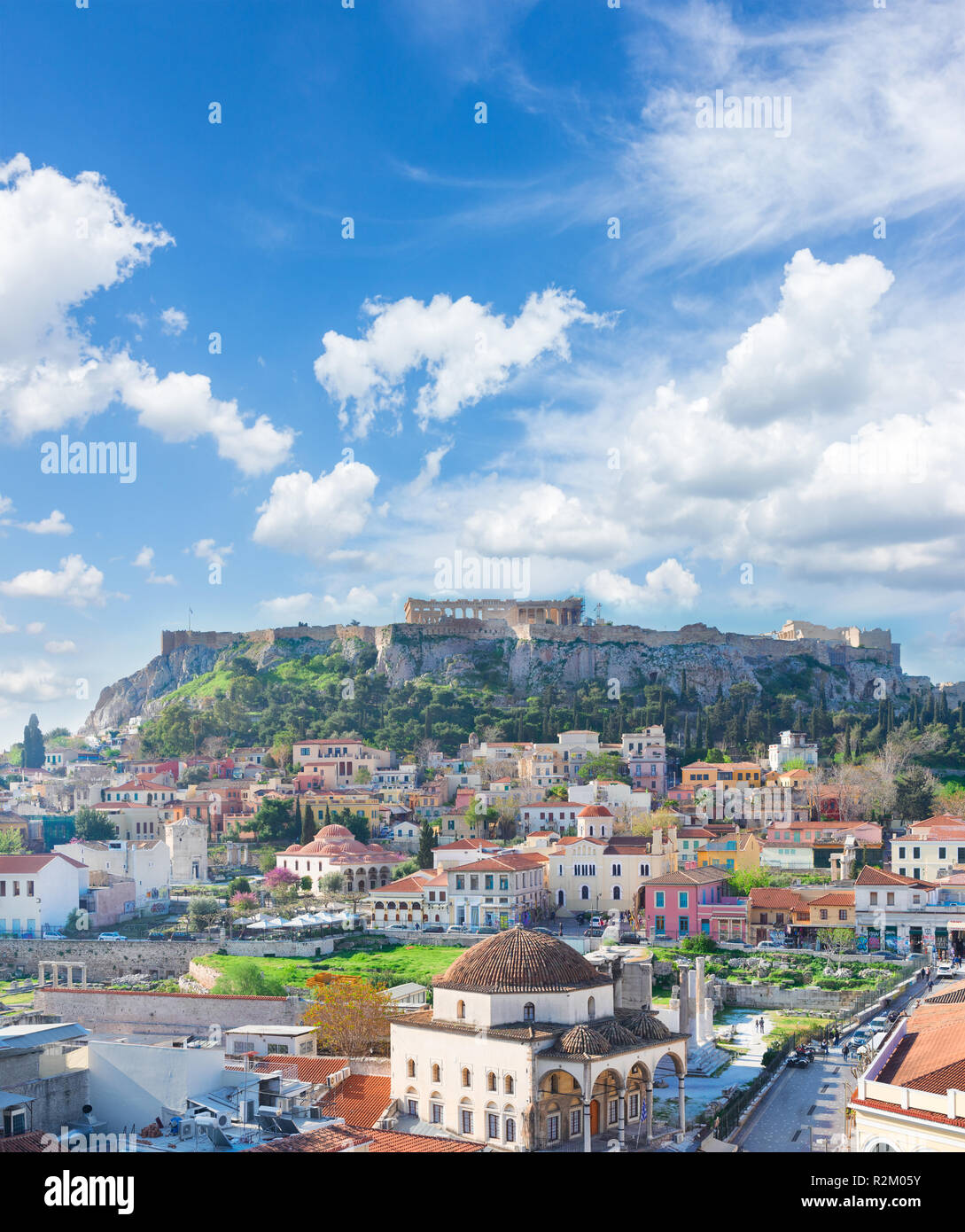 Skyline von Athenth mit Akropolis Stockfoto