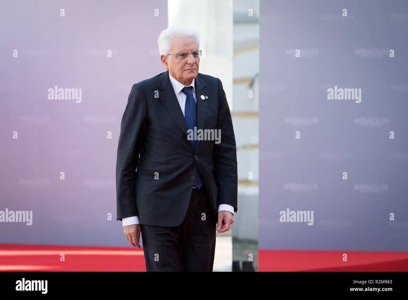 Der italienische Präsident Sergio Mattarella während des 14 Informelles Treffen der Arraiolos Gruppe am Schloss Rundale in Schloss Rundale, Lettland am 13. September 2018 Stockfoto