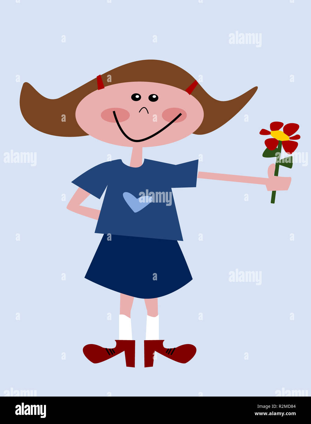 Mädchen mit Blume in der Hand Stockfoto