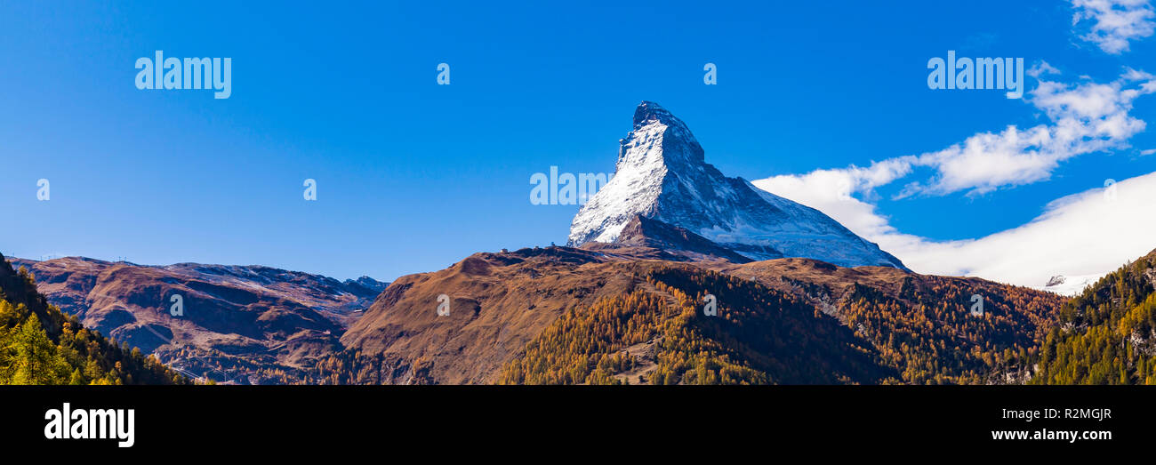 Schweiz, Wallis, Zermatt, Matterhorn, Panorama Stockfoto