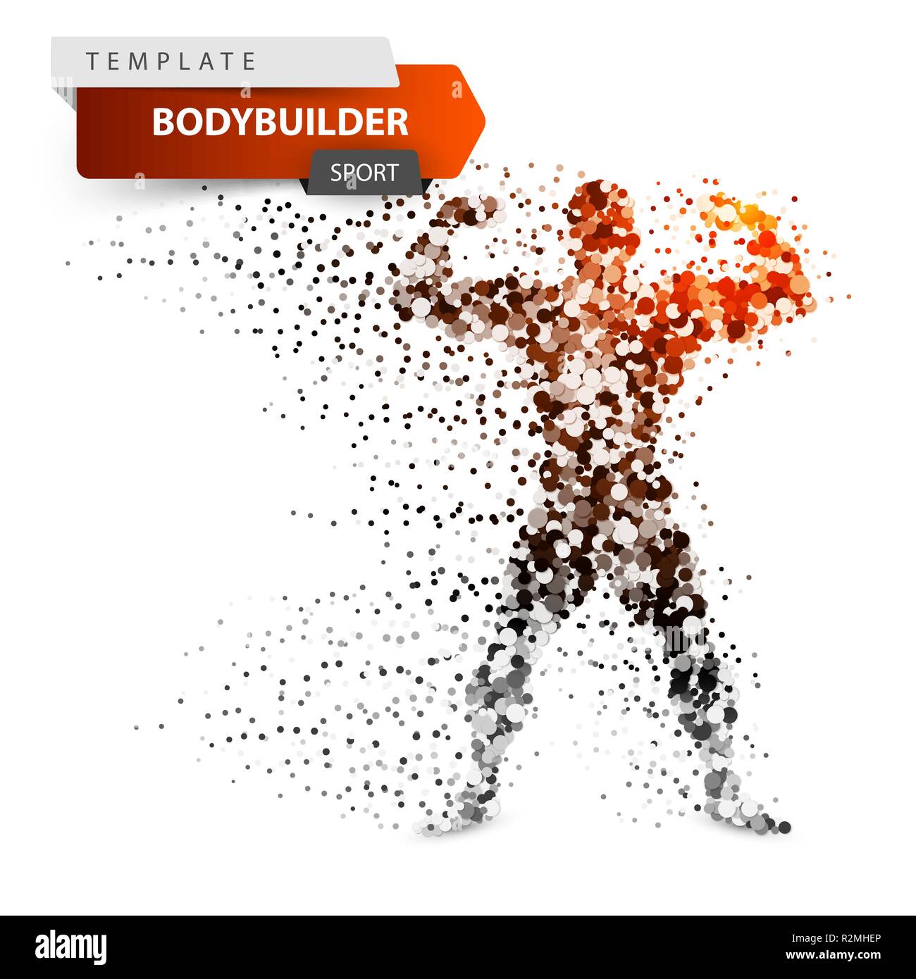 Fitnessraum, Bodybuilder - Cartoon dot Abbildung. Sonne, Glanz, Licht. Stock Vektor