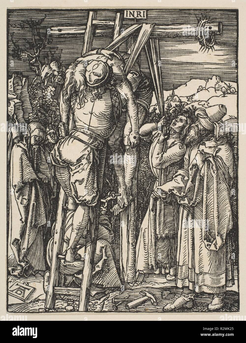 Der Abstieg vom Kreuz, von der kleinen Passion. Künstler: Albrecht Dürer (Deutsch, Nürnberg 1471-1528 Nürnberg). Maße: Blatt: 5 x 3 7/8 in. (12,7 x 9,8 cm). Datum: Ca. 1509. Museum: Metropolitan Museum of Art, New York, USA. Stockfoto