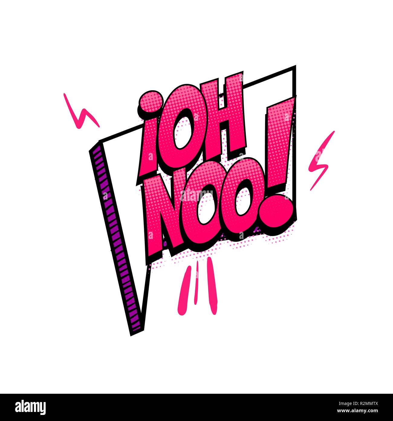 Oh nein die spanische Sprache komische text Soundeffekte Pop Art Stil. Vektor Sprechblase Wort kurze Phrase cartoon Ausdruck Abbildung. Comics Buch col Stock Vektor