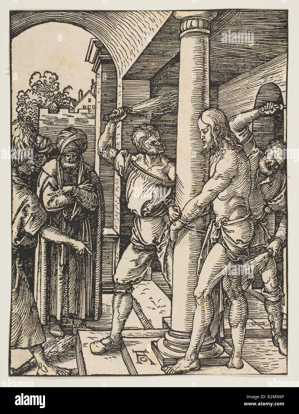 Die Geißelung, von der kleinen Passion. Künstler: Albrecht Dürer (Deutsch, Nürnberg 1471-1528 Nürnberg). Maße: Blatt: 5 1/16 x 3 13/16-in. (12,8 x 9,7 cm). Datum: Ca. 1509. Museum: Metropolitan Museum of Art, New York, USA. Stockfoto