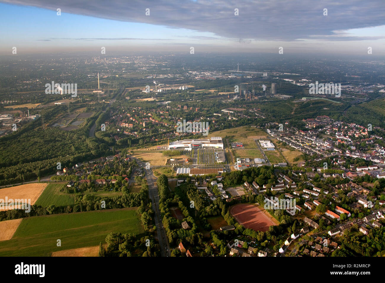 Luftaufnahme, Möbelhaus Ostermann Erweiterung, Gladbeck, Ruhrgebiet, Nordrhein-Westfalen, Deutschland, Europa, Stockfoto
