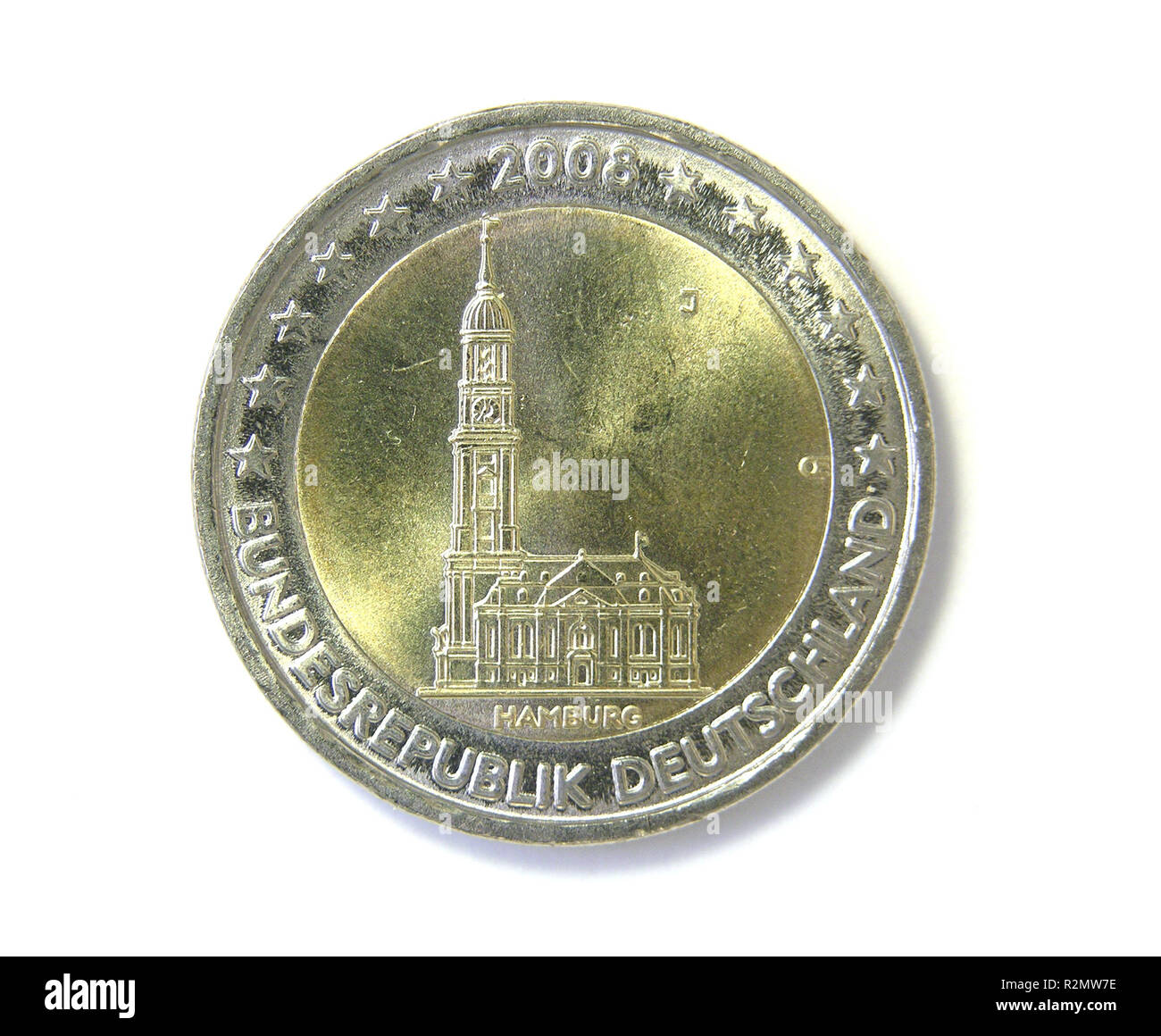 zwei Euro Münze hamburg Stockfoto