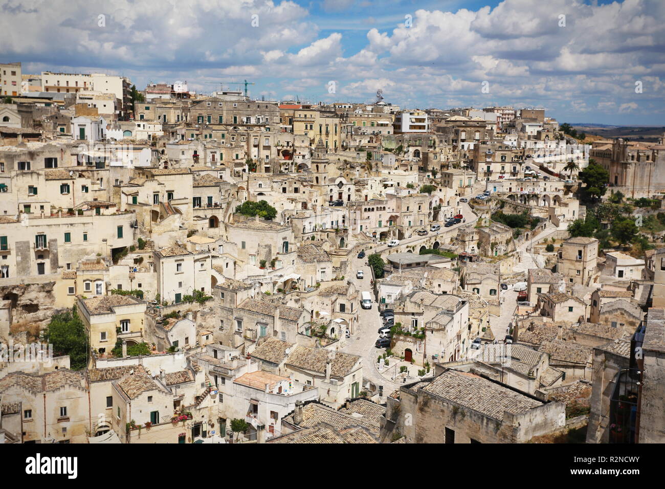 Matera, Italien - Juli 2016: Häuser von Matera auch als Stadt der Steine der Europäischen Kulturhauptstadt 2019 Stockfoto