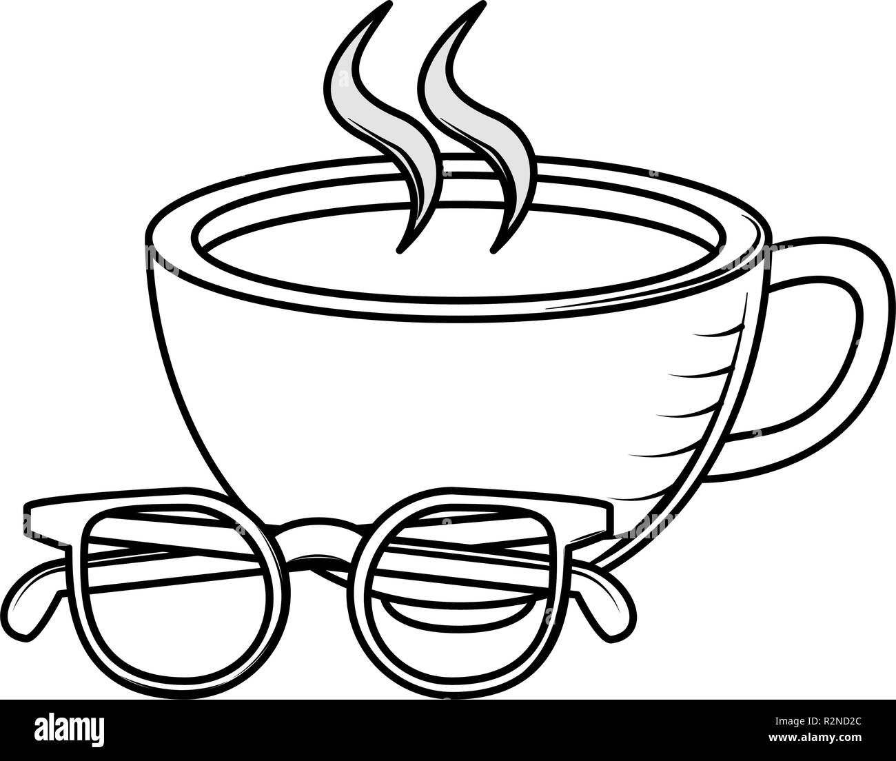 Kaffeetasse Und Sonnenbrille Cartoon Vector Illustration Graphic Design Stock Vektorgrafik Alamy