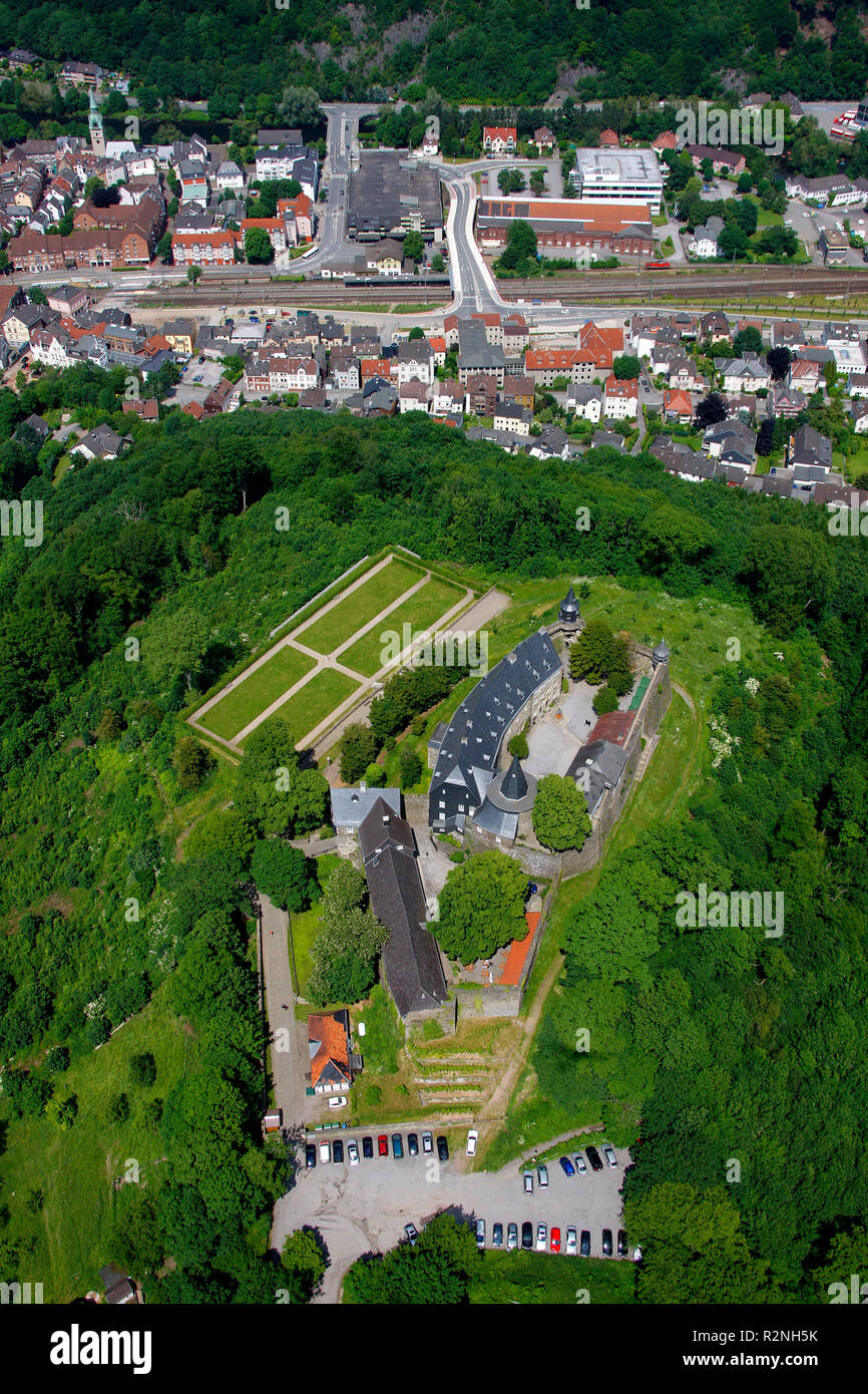 Hagen Hohenlimburg Schloss Hohenlimburg, Hagen, Schloss Hof, Nordrhein-Westfalen, Deutschland, Europa, Luftaufnahme, Stockfoto