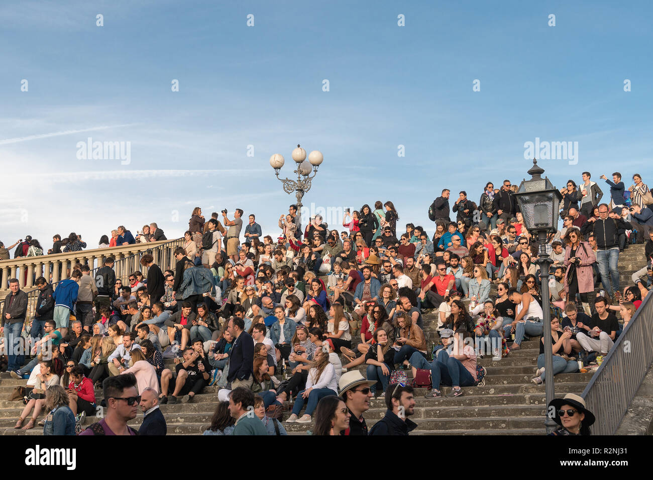 Florenz, Piazzale Michelangelo, Treppen, Menschen Stockfoto