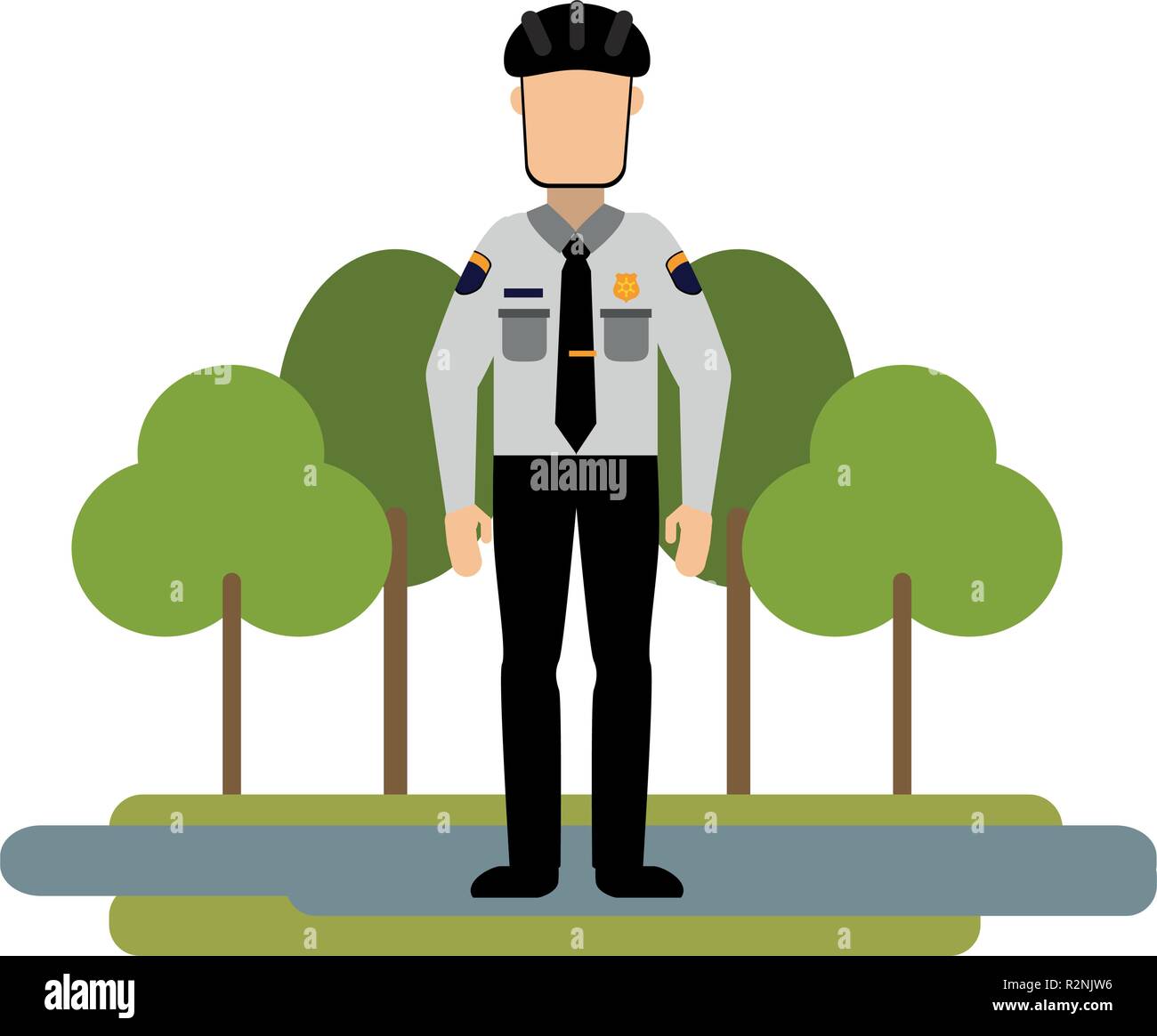 Polizisten mit Helm avatar im Park Vector Illustration graphic design Stock Vektor