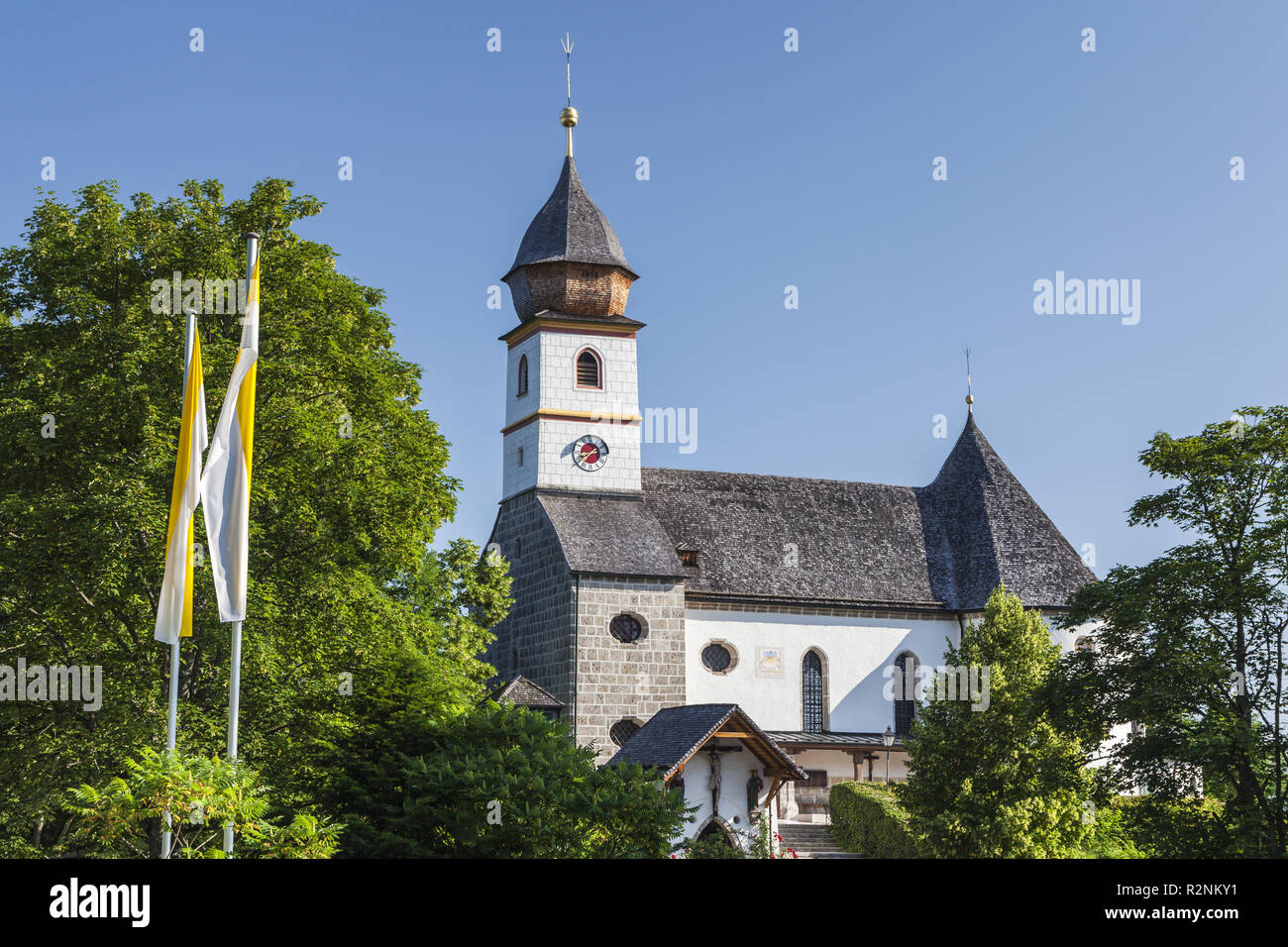 Wallfahrtskirche Maria Eck bei Siegsdorf, Chiemgau, Oberbayern, Bayern, Süddeutschland, Deutschland, Europa Stockfoto
