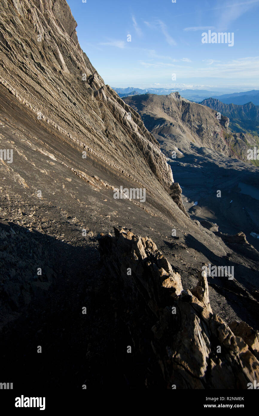 Gesteinsschichten auf der Schesaplana Berg, Rätikon, Vorarlberg, Österreich Stockfoto