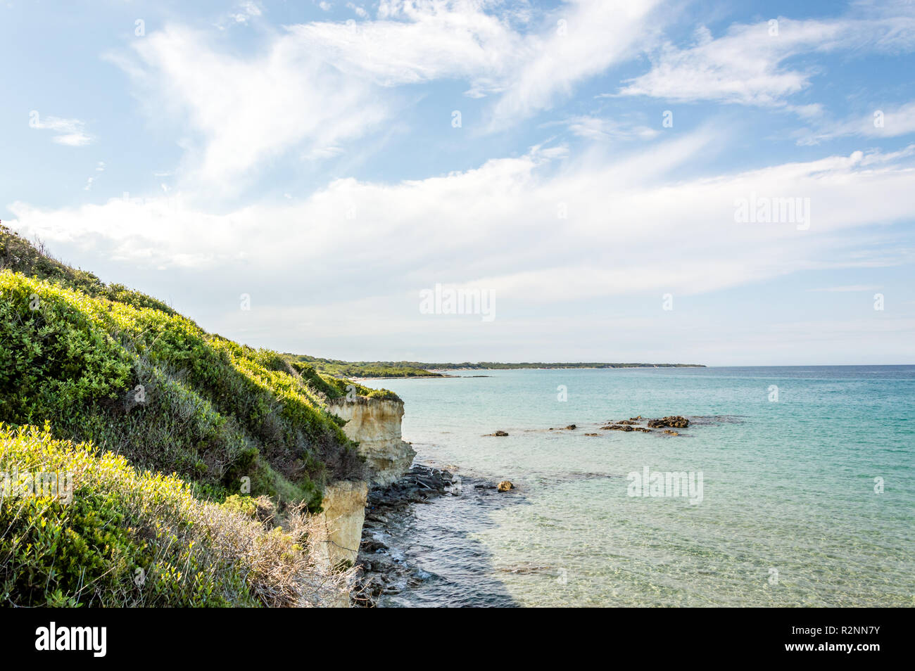 Seeküste von Baia dei Turchi Otranto in Salento Italien Stockfoto
