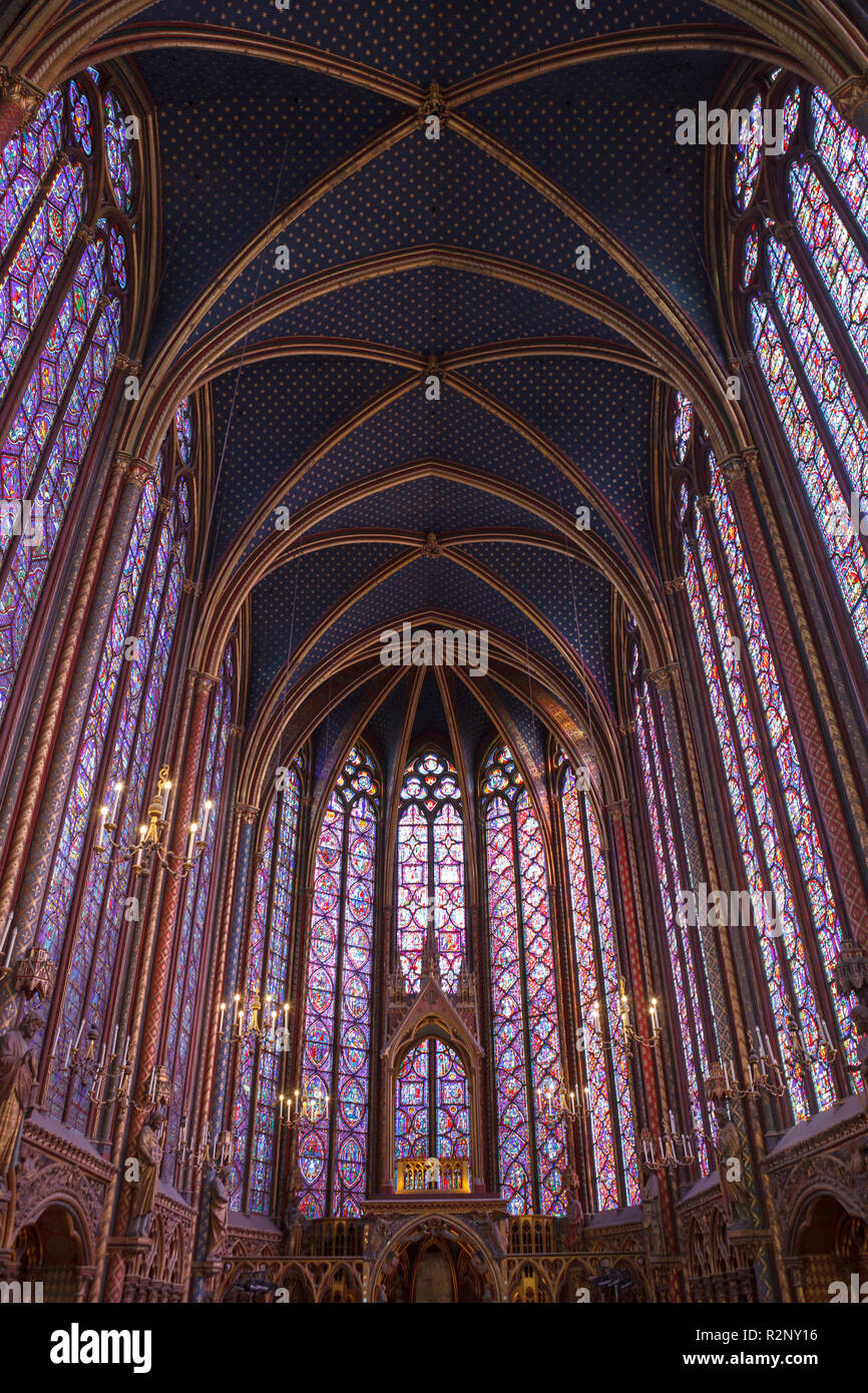 Innenraum der Sainte-Chapelle in Paris, Frankreich Stockfoto