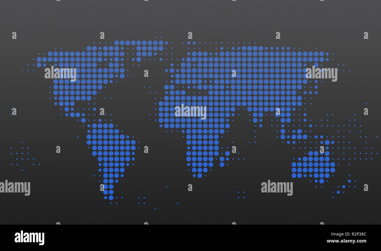 Welt Karte blaue Punkte Stockfoto