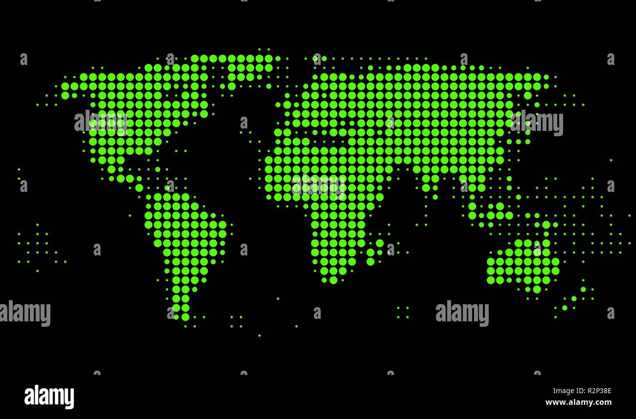 Weltkarte der grüne Punkte Stockfoto