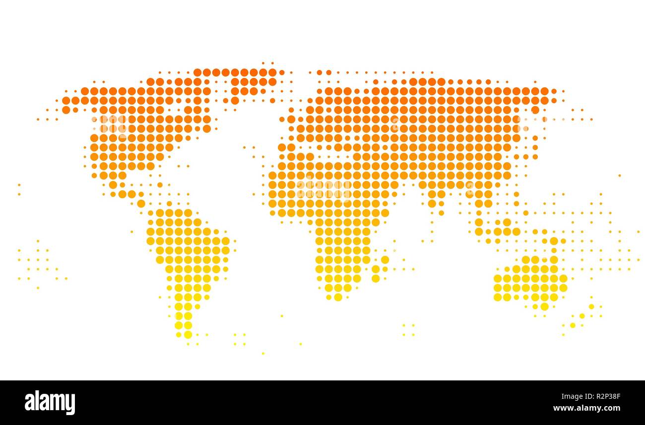 Welt Karte von rot und orange Punkte Stockfoto