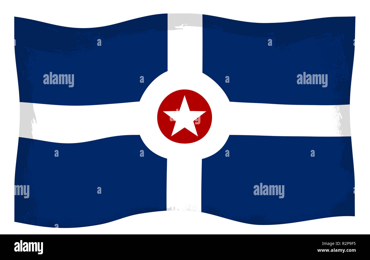 Die Flagge der Stadt Indianapolis angenommen flatterte. Stockfoto