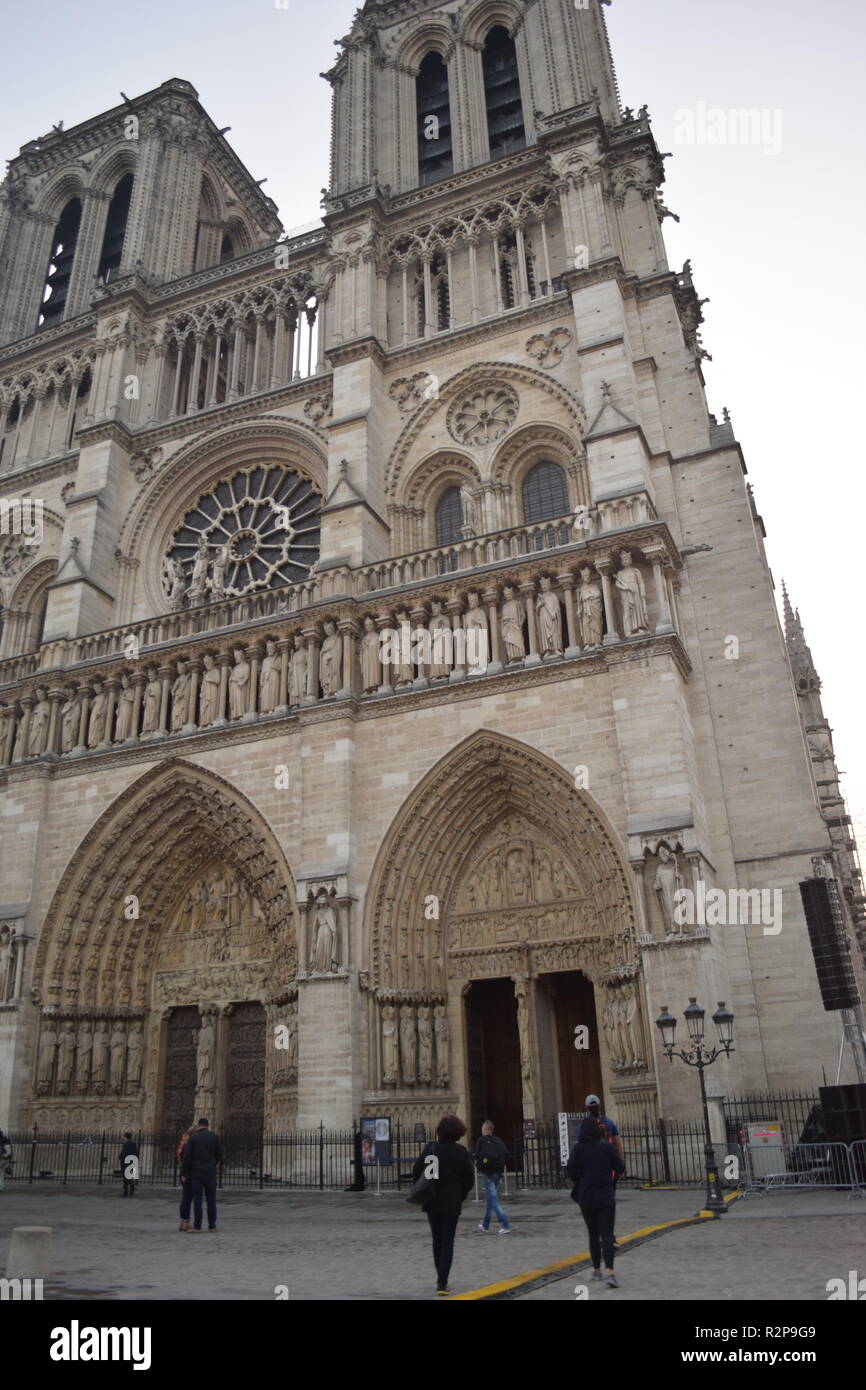 Frankreich, Paris, Seine, Ile De La Cite, Blick auf Notre Dame Kathedrale, eines der schönsten Beispiele der gotischen Architektur Stockfoto