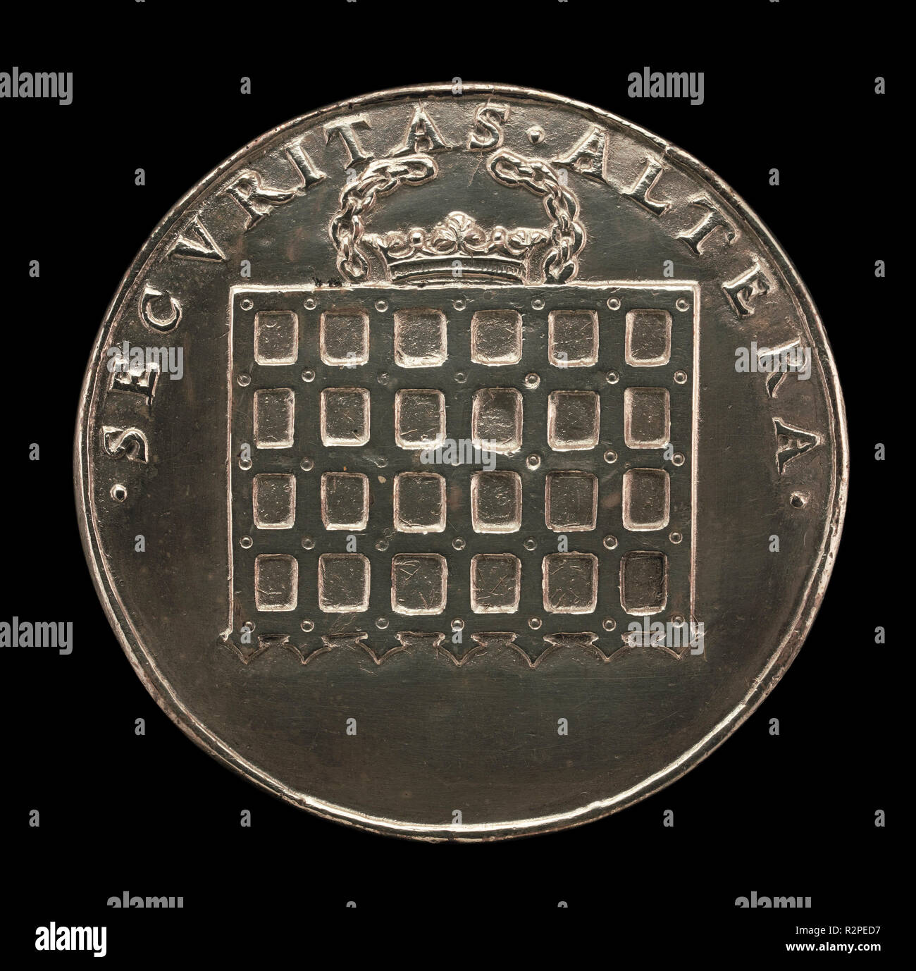 Tudor Fallgatter gekrönt [rückwärts]. Stand: 1526. Abmessungen: Insgesamt (Durchmesser): 5,93 cm (2 5/16 in.) Gesamtgewicht: 88,64 gr (0,195 lb) Achse: 12:00 Uhr. Medium: Silber. Museum: Nationalgalerie, Washington DC. Autor: Hans DAUCHER. Stockfoto