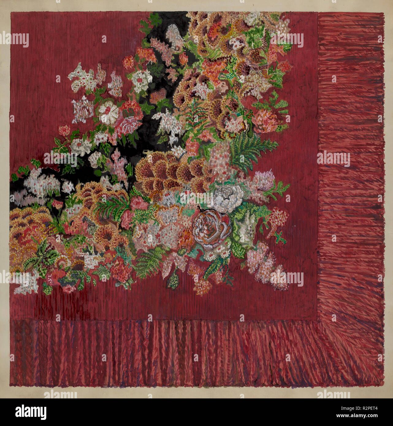 Table Cover (Chenille). Vom: C. 1936. Maße: gesamt: 55,3 x 54,4 cm (21 3/4 x 21 5/6 in.) Original IAD Objekt: 40' Platz. Medium: Aquarell, Graphit und Gouache auf Papier. Museum: Nationalgalerie, Washington DC. Autor: Albert Eyth. Stockfoto