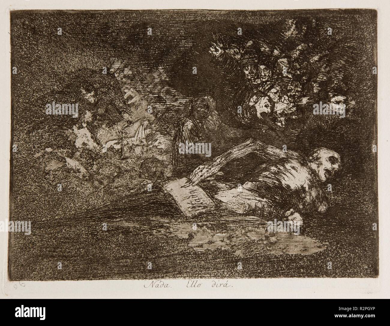 Francisco de Goya y Lucientes/" Nichts. Die Veranstaltung weiterempfehlen. 1814 - 1815. Waschen, Radierung, Aquatinta, Polierer, Kaltnadelradierung auf Elfenbein Papier. Museum: Museo del Prado, Madrid, España. Stockfoto