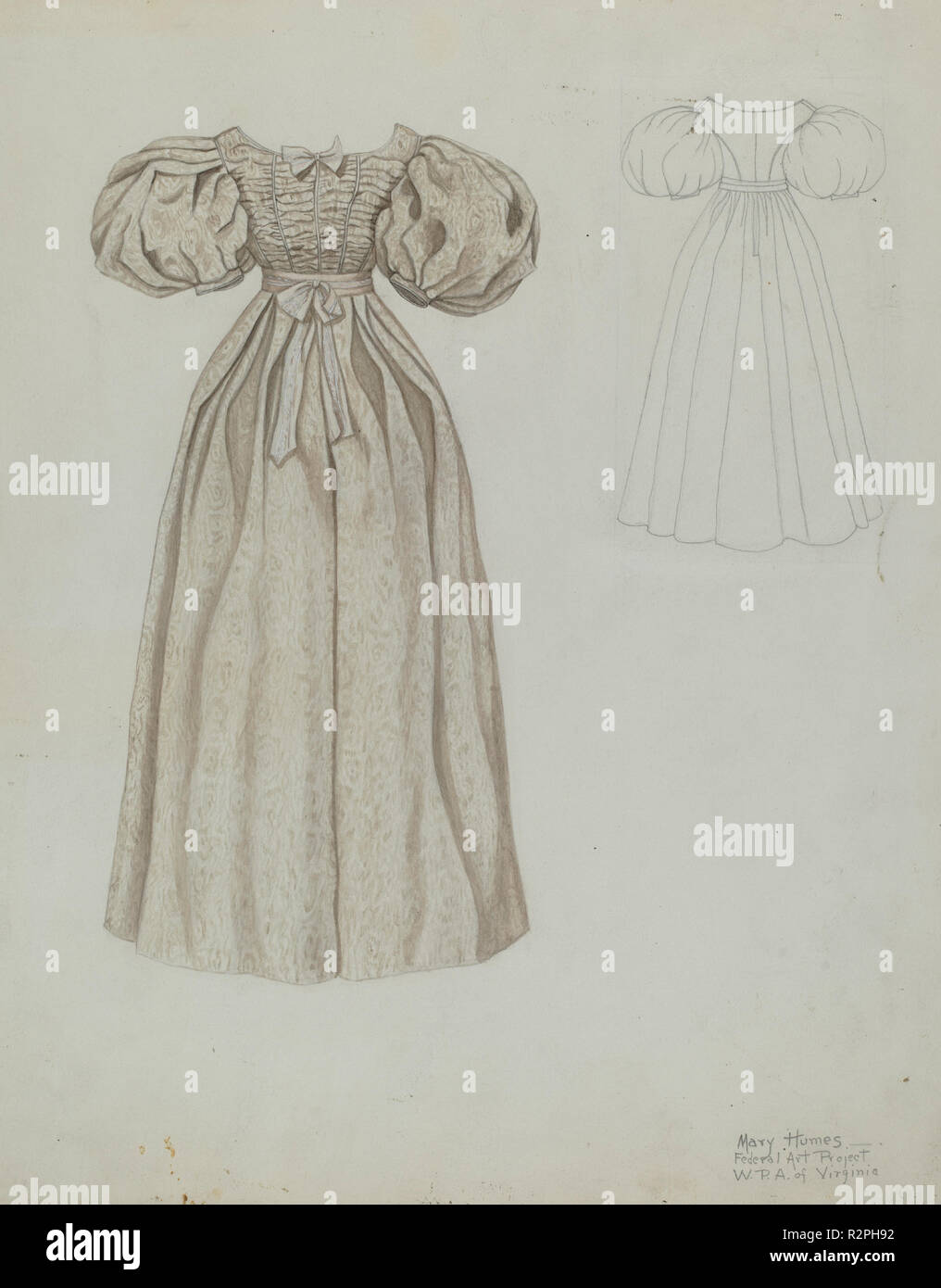 Wedding Dress. Vom: C. 1937. Maße: gesamt: 35,5 x 28,1 cm (14 x 11 1/16 in.). Medium: Aquarell und Graphit auf Papier. Museum: Nationalgalerie, Washington DC. Autor: Maria E. Humes. Stockfoto