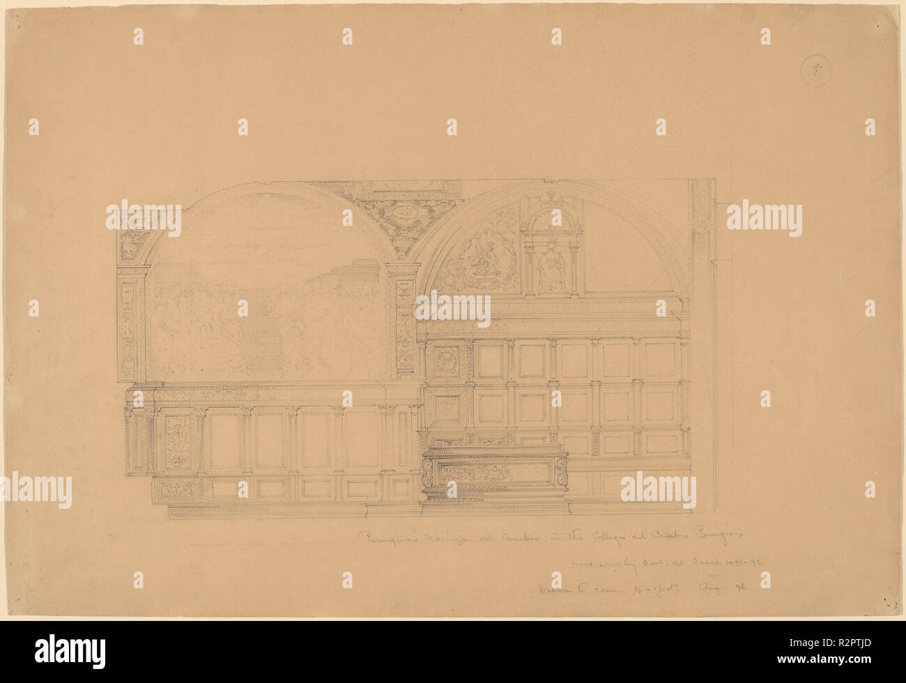 Perugino des Udienza del Cambio im Collegio del Cambio, Perugio. Stand: 1896. Abmessungen: insgesamt: 33 x 48,3 cm (13 x 19 in.). Medium: Graphit. Museum: Nationalgalerie, Washington DC. Autor: John Russell Papst. Stockfoto