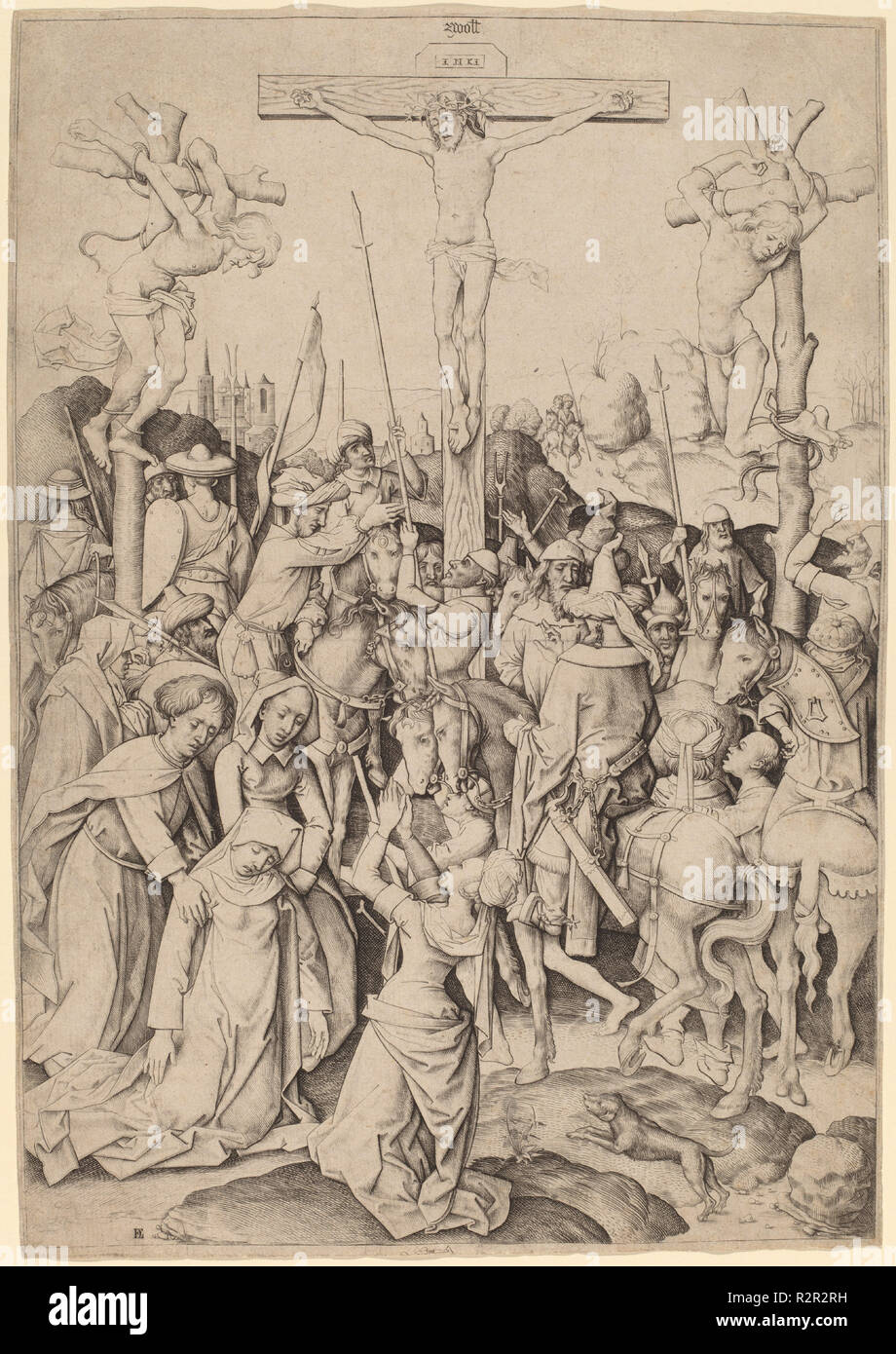 Den Berg von Golgatha. Vom: C. 1480. Medium: Gravur. Museum: Nationalgalerie, Washington DC. Autor: Master I. A. M. von Zwolle. Stockfoto
