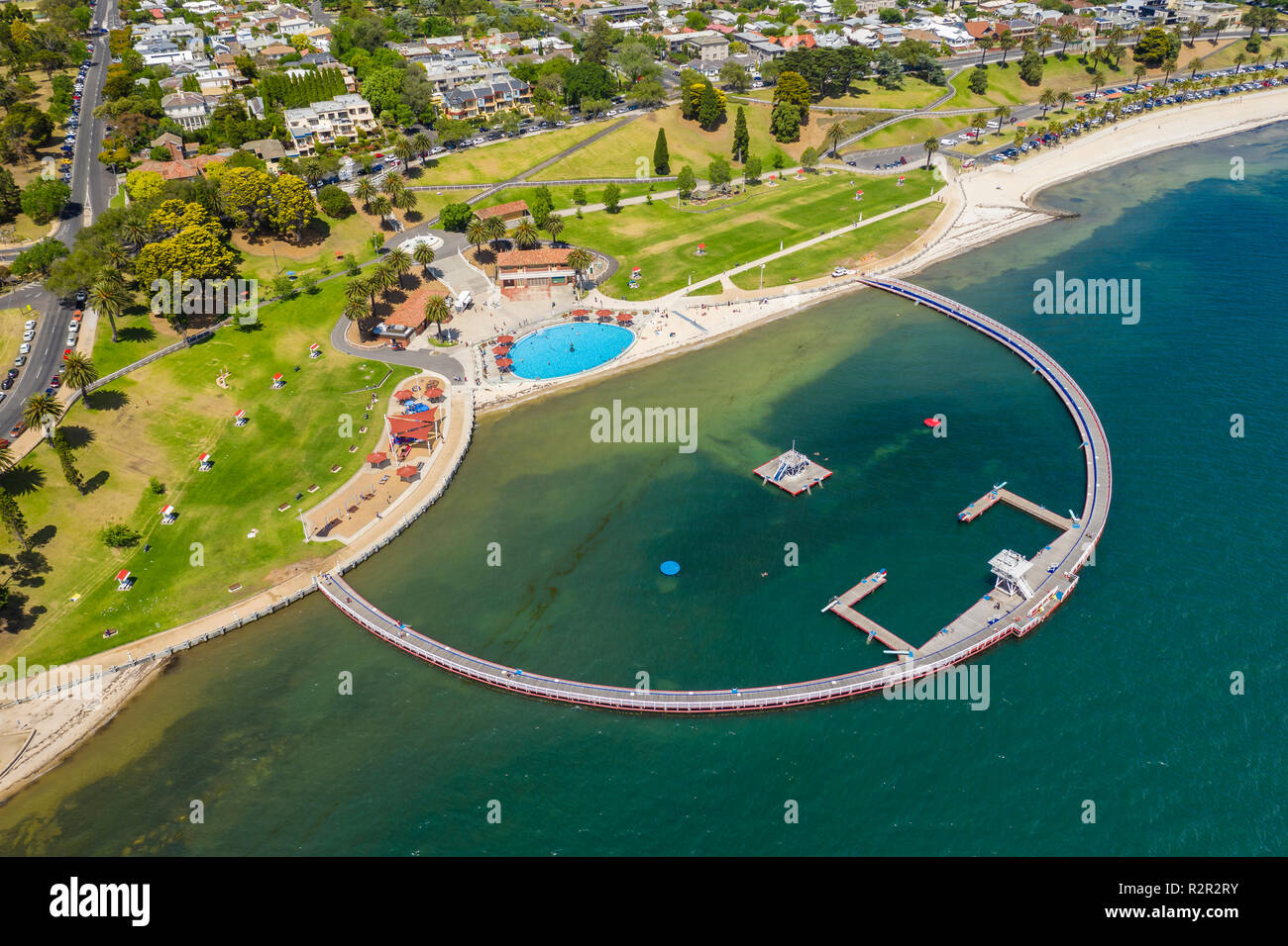 Luftaufnahme eines Swimming-Gehäuse in Geelong, Australien Stockfoto