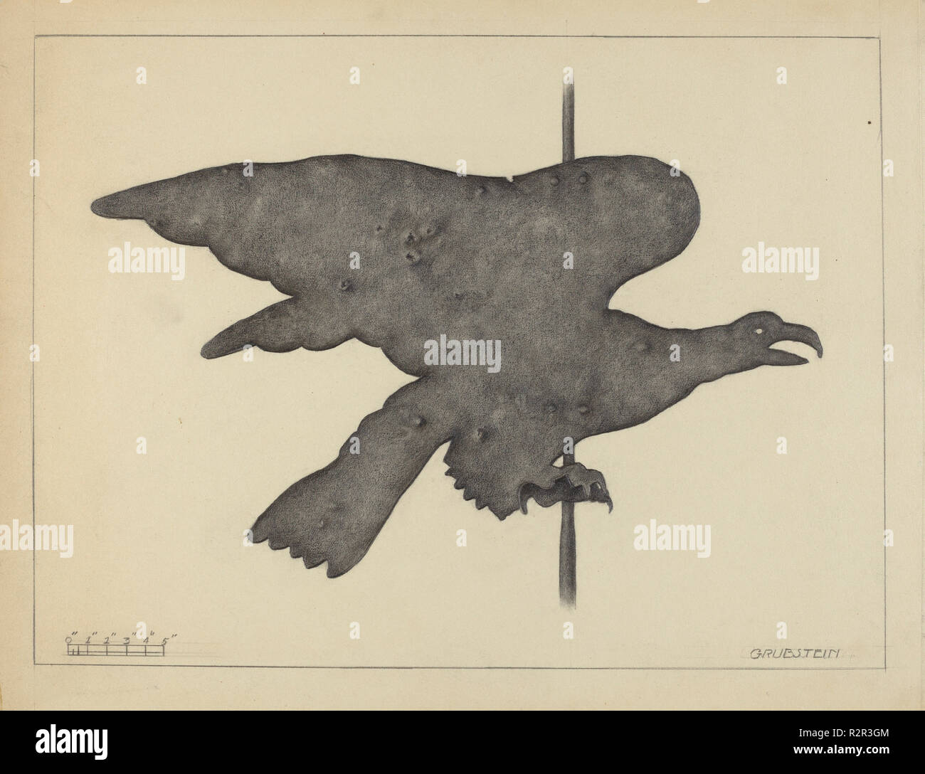 Wetterfahne - Adler. Vom: C. 1937. Maße: gesamt: 22,2 x 29 cm (8 3/4 x 11 7/16 in.) Original IAD Objekt: 38' breit. Medium: Graphit auf Pappe. Museum: Nationalgalerie, Washington DC. Thema: Milton Grubstein. Stockfoto