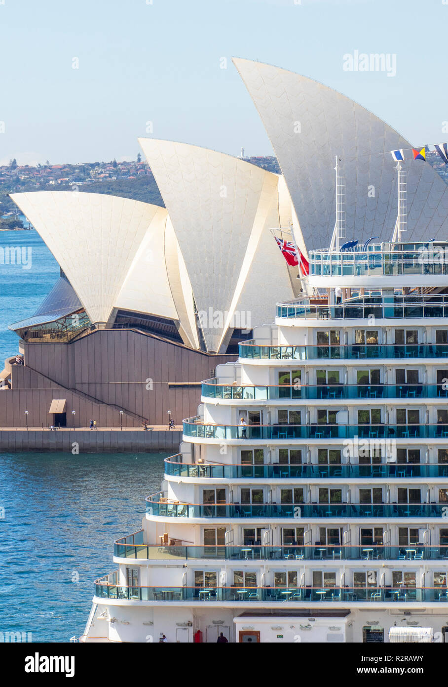 Royal Class Kreuzfahrtschiff Majestic Prinzessin, Sydney Opera House und der Sydney Harbour NSW Australien. Stockfoto