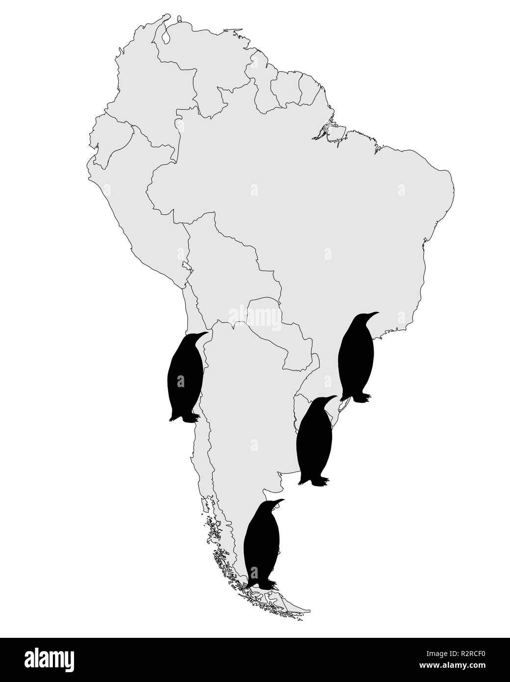 Magellanic penguin Verteilung Karte Stockfoto