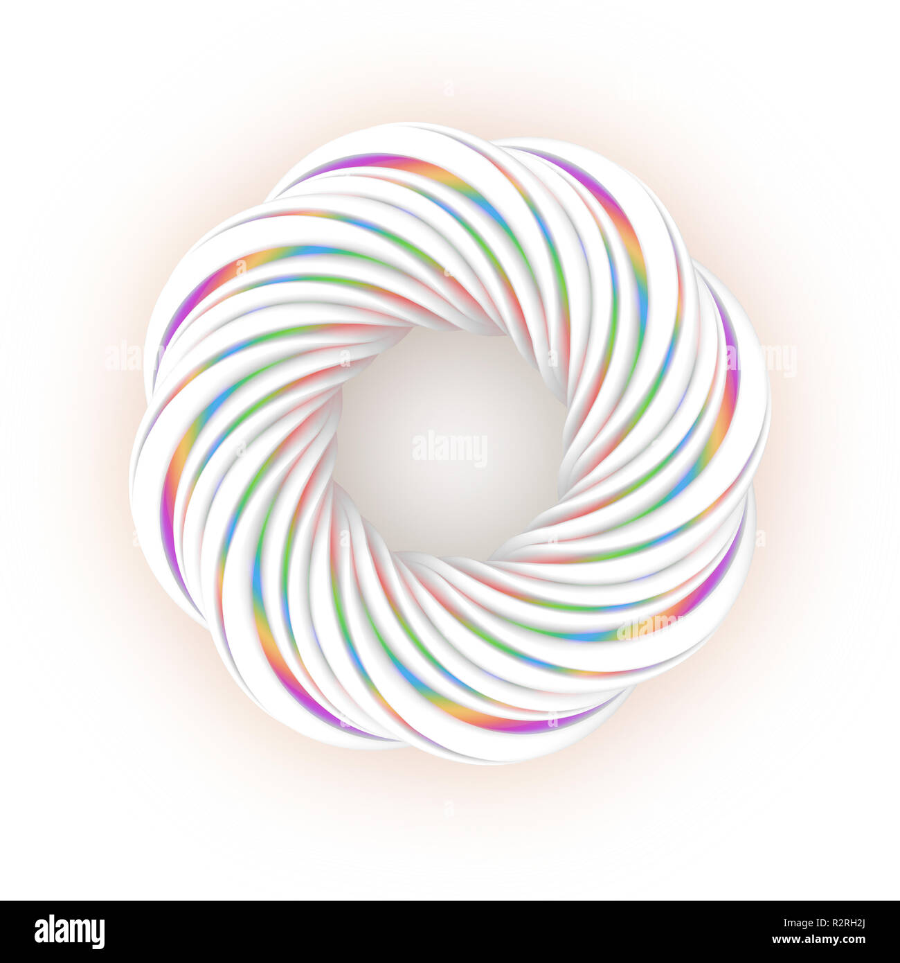 Gradienten-farbigen Mobius Objekt, auf einem weißen Hintergrund. 3D-Rendering Stockfoto