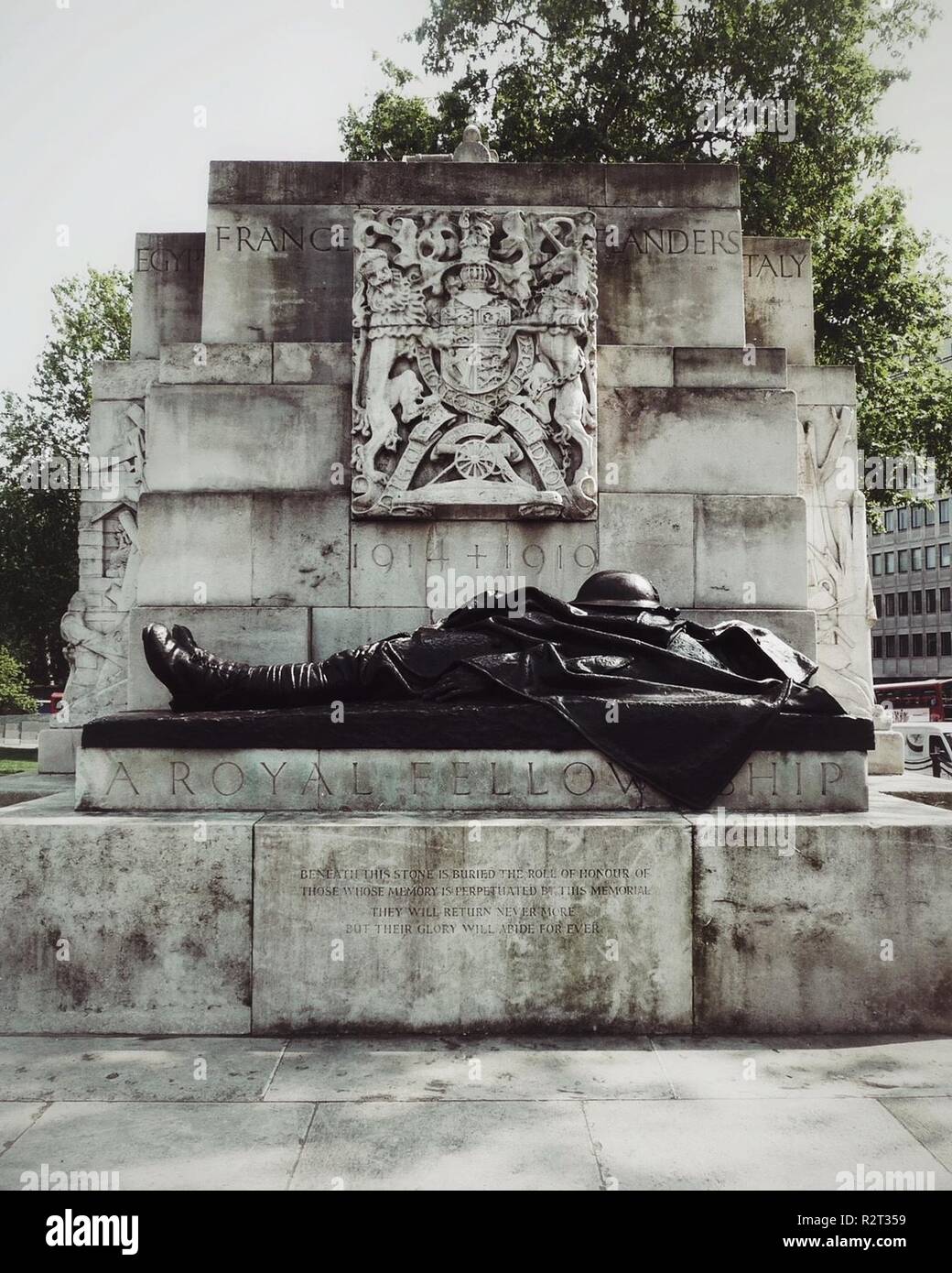 Der königlichen Artillerie Denkmal an der Hyde Park Corner in London, England, ist vor dem Ersten Weltkrieg Opfer der Königlichen Artillerie Regiment gewidmet. Stockfoto