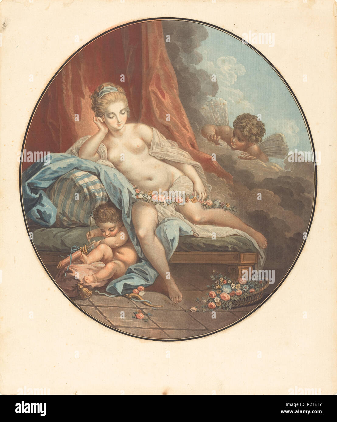 Venus de Reflexion. Medium: Farbe aquatinta. Museum: Nationalgalerie, Washington DC. Autor: Jean-François Janinet nach Jacques Charlier. Stockfoto