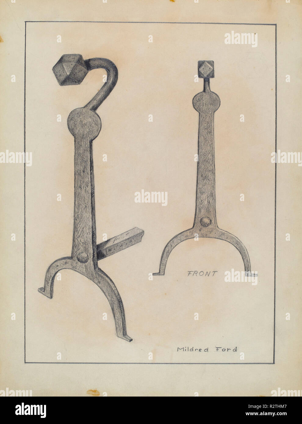 Feuerbock. Vom: C. 1936. Maße: gesamt: 29,9 x 23 cm (11 3/4 x 9 1/16 in.) Original IAD Objekt: 21 1/2' hoch. Medium: Graphit auf Papier. Museum: Nationalgalerie, Washington DC. Autor: Mildred Ford. Stockfoto