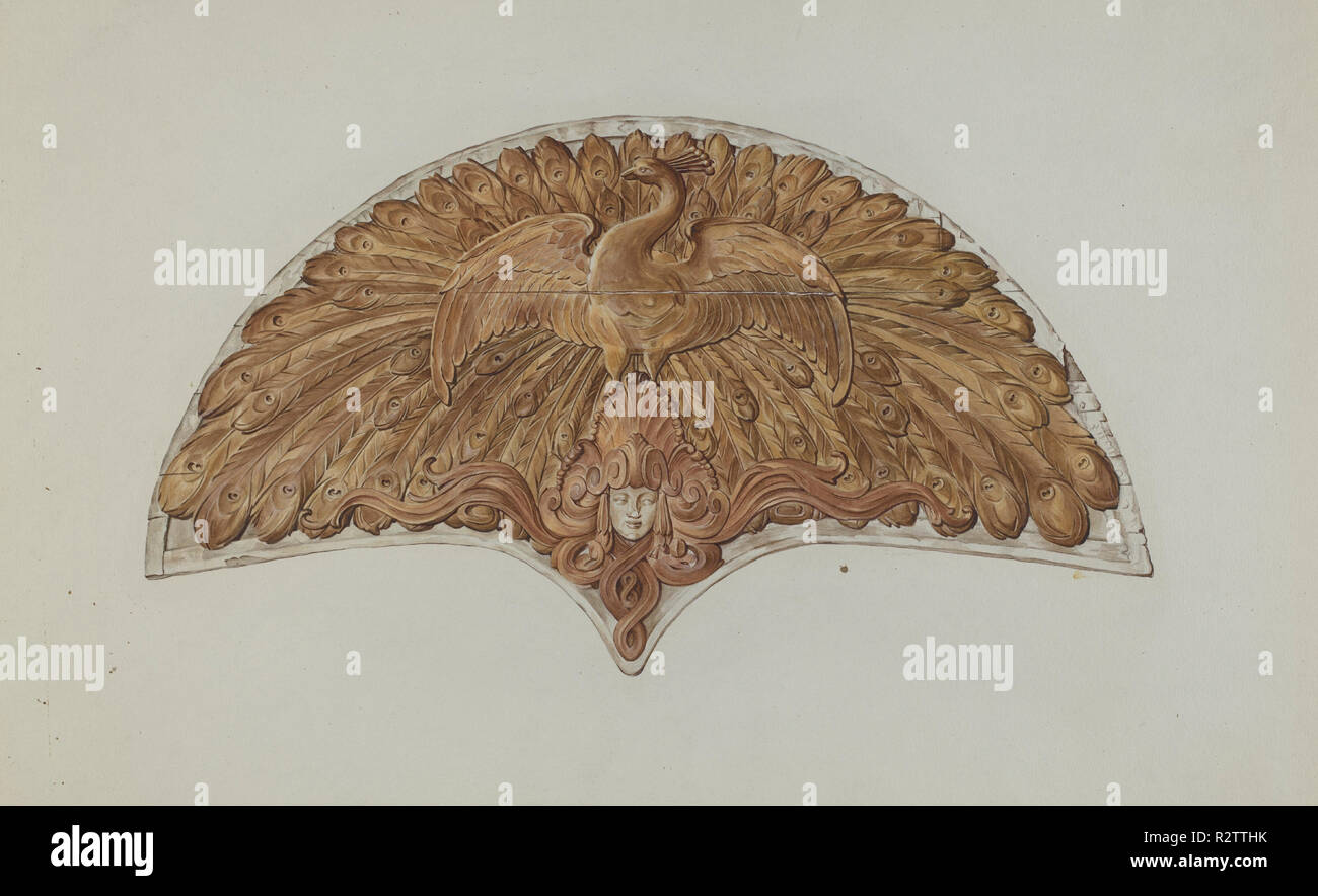 Peacock Kabine Dekoration. Stand: 1935/1942. Maße: gesamt: 30,1 x 47 cm (11 7/8 x 18 1/2 in.) Original IAD Objekt: 96" lang. Medium: Aquarell und Graphit auf Papier. Museum: Nationalgalerie, Washington DC. Thema: Flora Kaufmann. Stockfoto