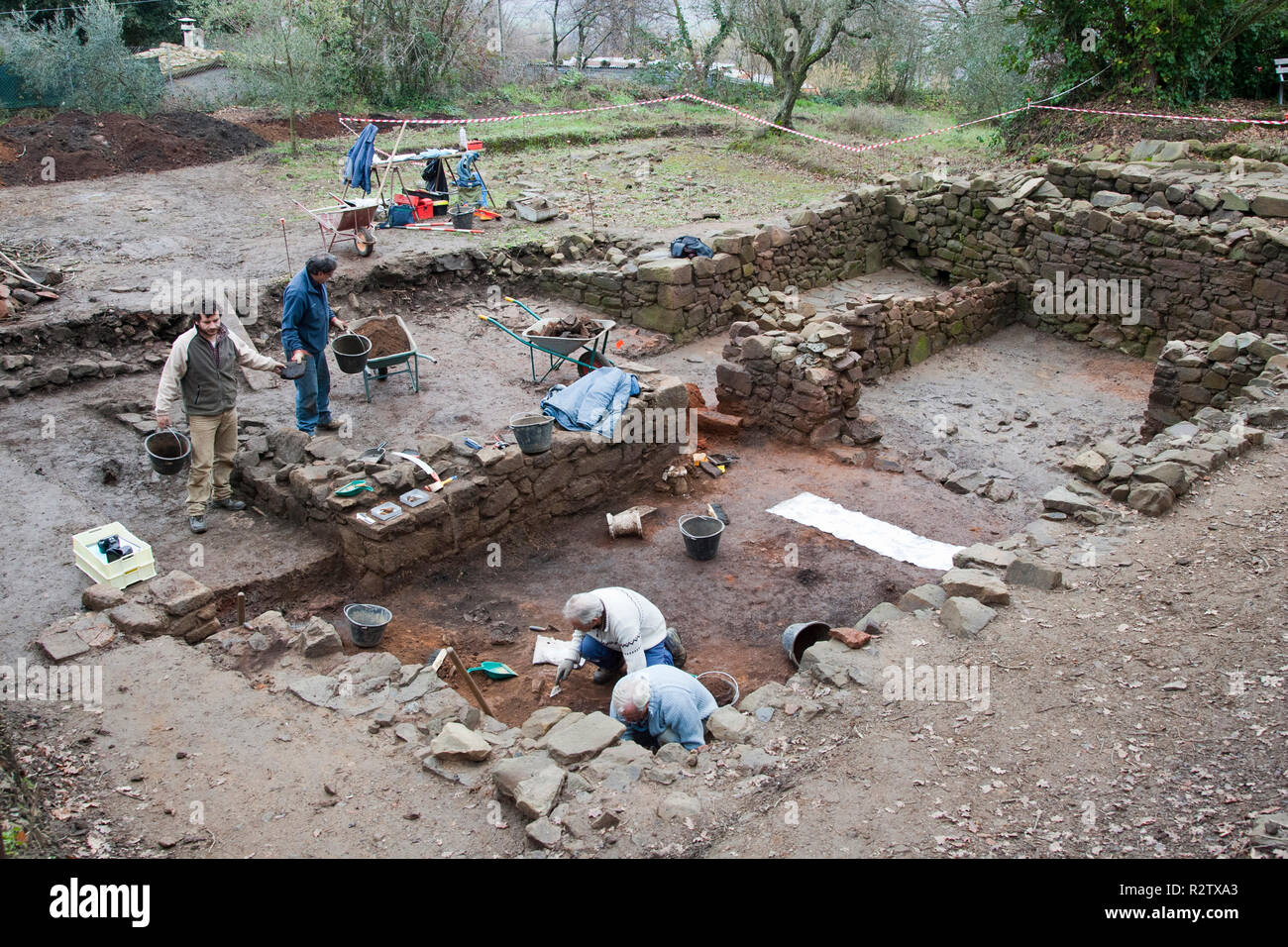 Europa, Italien, Toskana, Vetulonia, etruskischen Ruinen, Standort poggiarello renzetti, archäologische Ausgrabungen, finden Domus hellenistische Zeit, III centu Stockfoto