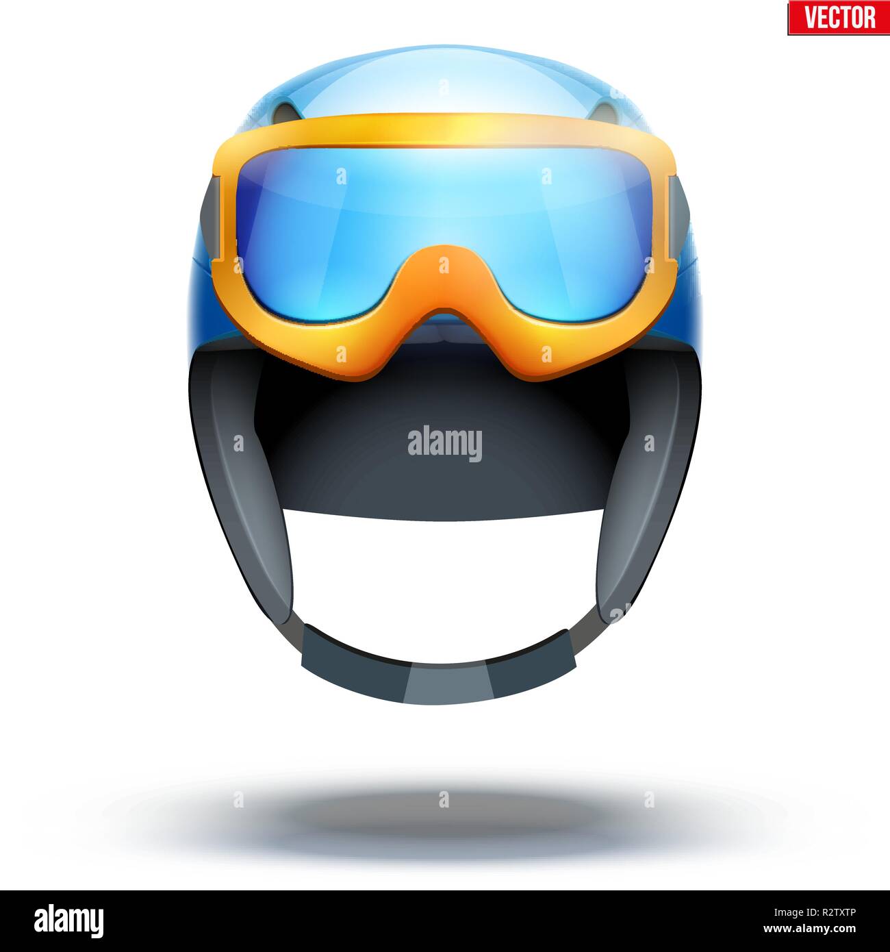 Klassische Ski Snowboard Helm mit Brille. Stock Vektor
