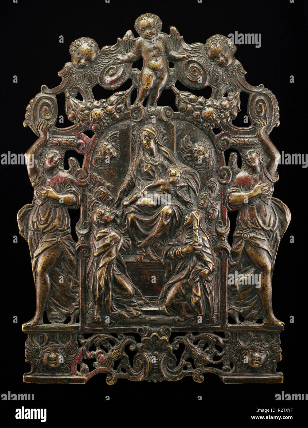 Pax mit der Madonna des Rosenkranzes. Vom vierten Quartal des 16. Jahrhunderts. Maße: gesamt: 19,9 x 14,7 cm (7 13/16 x 5 13/16 in.). Medium: Bronze. Museum: Nationalgalerie, Washington DC. Thema: Zentral oder Norditalienischen des 16. Jahrhunderts. Stockfoto