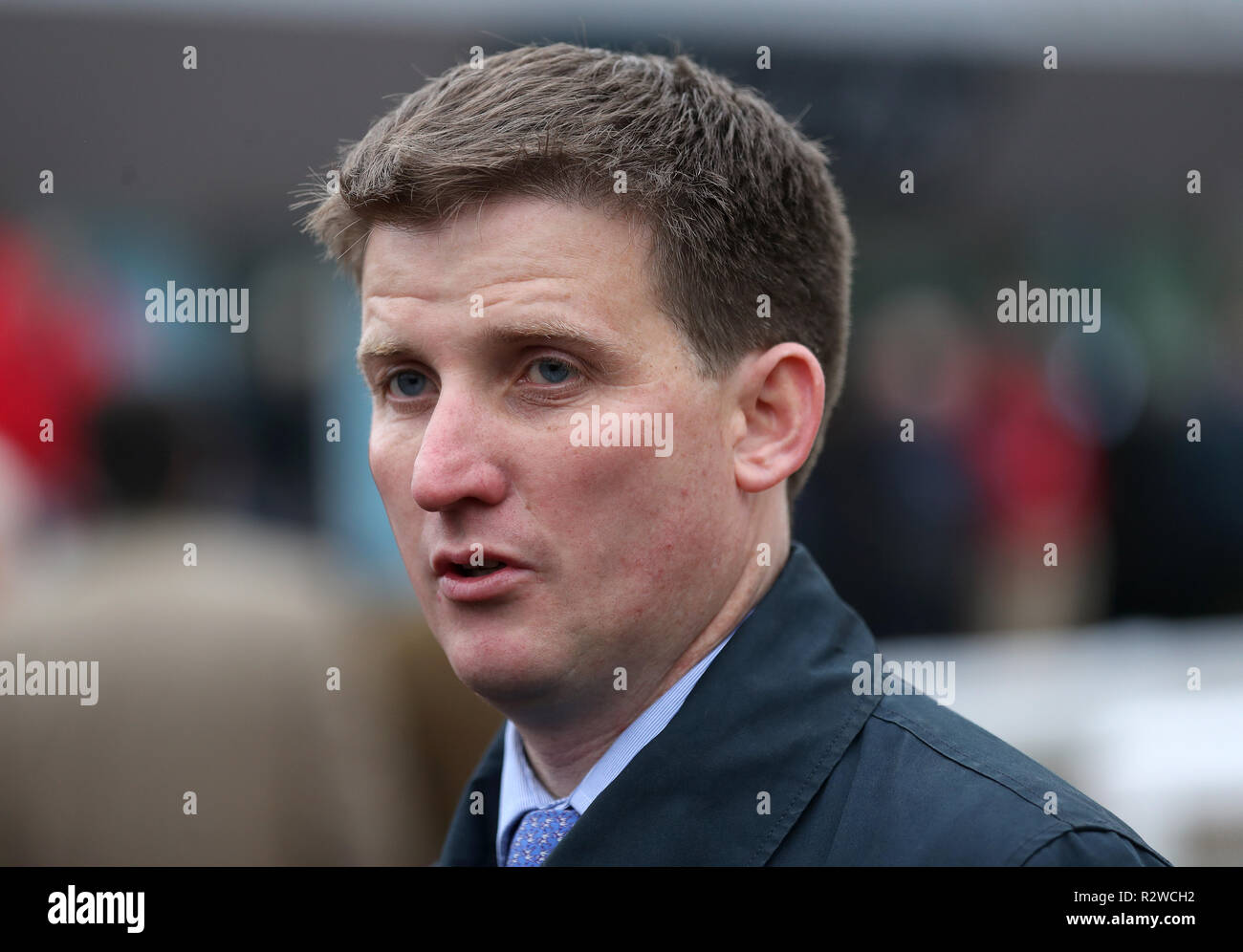 Trainer Neil Mulholland bei Cheltenham Racecourse. Stockfoto