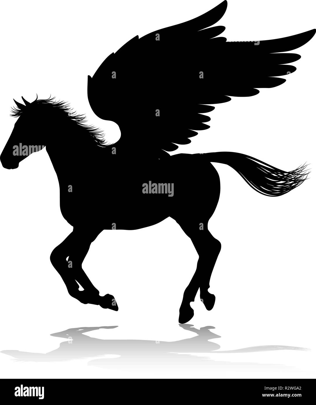 Pegasus Silhouette Mythologische geflügeltes Pferd Stock Vektor