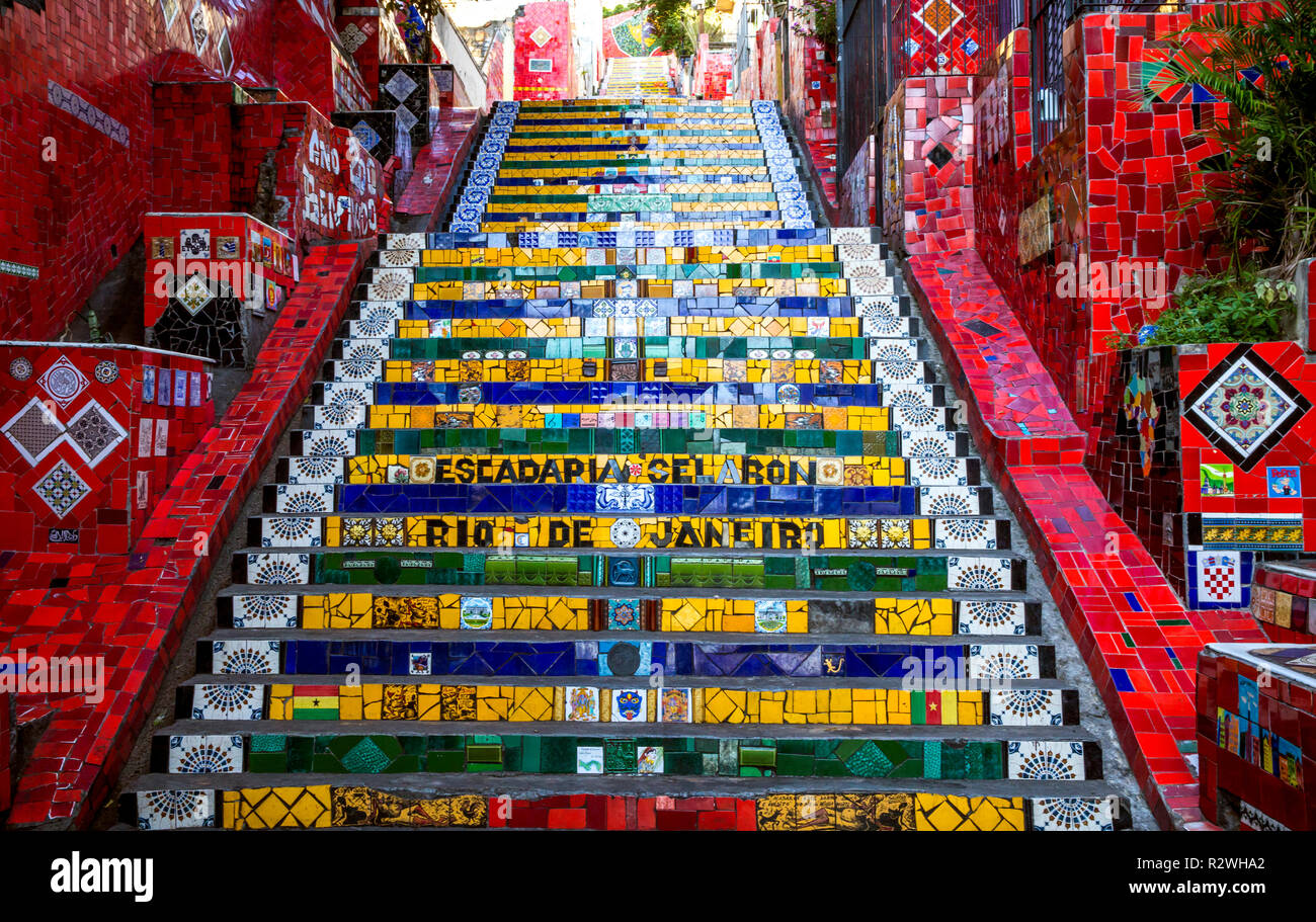 Bunte Escadaria Selaron in Rio de Janeiro, Brasilien Stockfoto